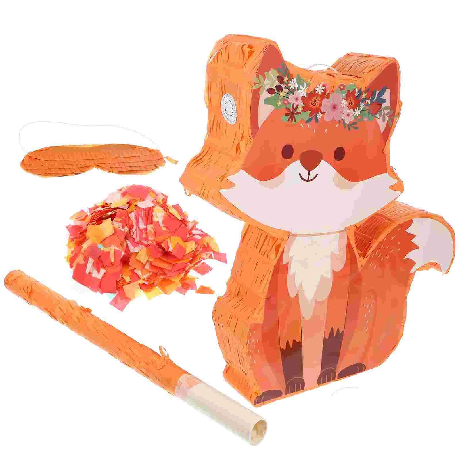 Fox Pinata Paper Toy Animal Party Decorations Kids Birthday Halloween Piñata Supplies Stand Favors Cake Accessories Football Car Good Vibrations