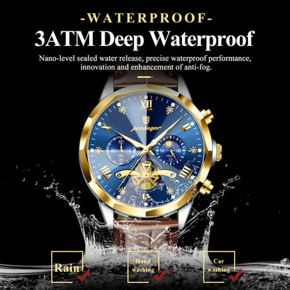 POEDAGAR Military Luxury Men Wristwatch Quartz Waterproof Luminous Chronograph Leather Man Watch Sports Men's Watches Male Reloj Good Vibrations