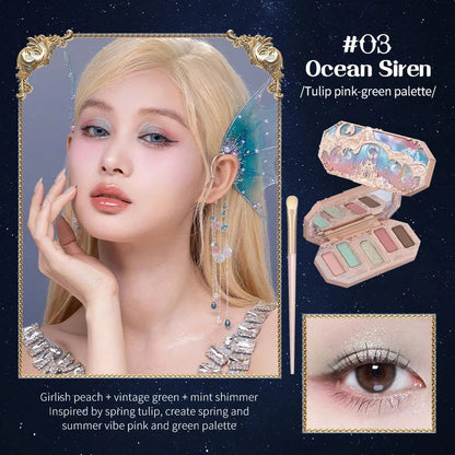 Flower Knows Moonlight Mermaid Eyeshadow Delicate Matte Glow Shimmer Chameleon Waterproof 5 Color Glitter Eye Shadow Palette Good Vibrations
