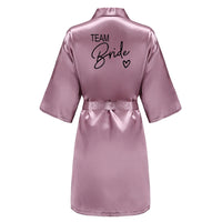 Wedding Party Team Bride Robe With Black Letters Kimono Satin Pajamas Bridesmaid Bathrobe SP003 Good Vibrations