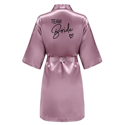 Wedding Party Team Bride Robe With Black Letters Kimono Satin Pajamas Bridesmaid Bathrobe SP003 Good Vibrations
