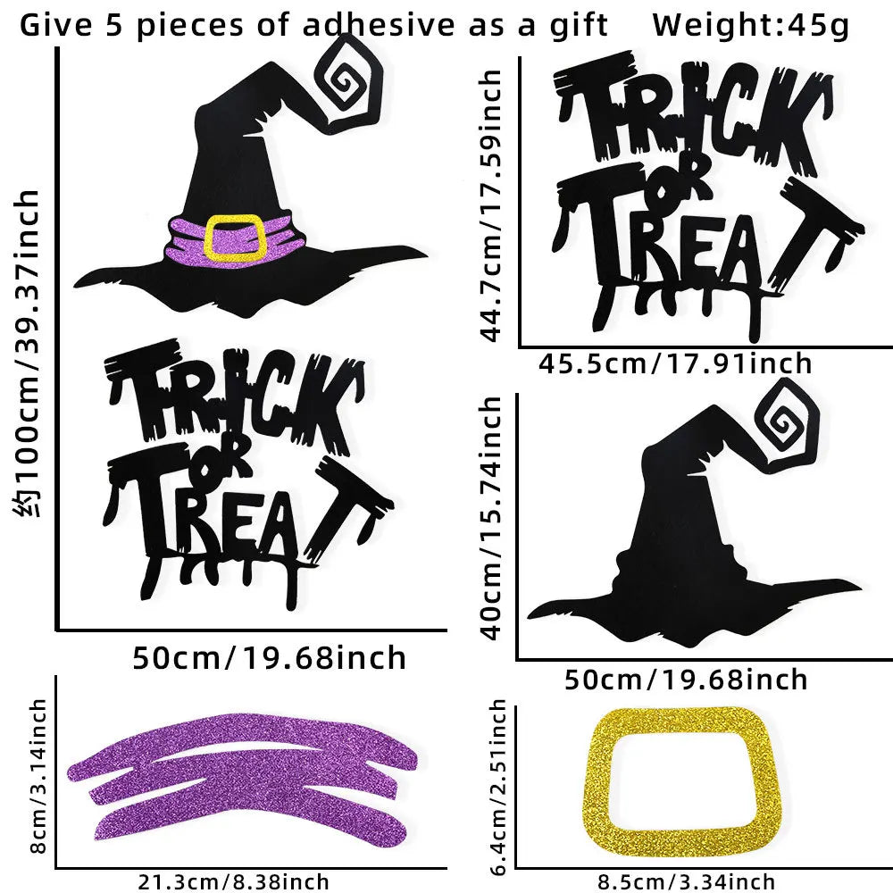 Halloween decoration room door stickers window decor skeleton hand pumpkin DIY devil witch hat glass window stickers ghost Good Vibrations