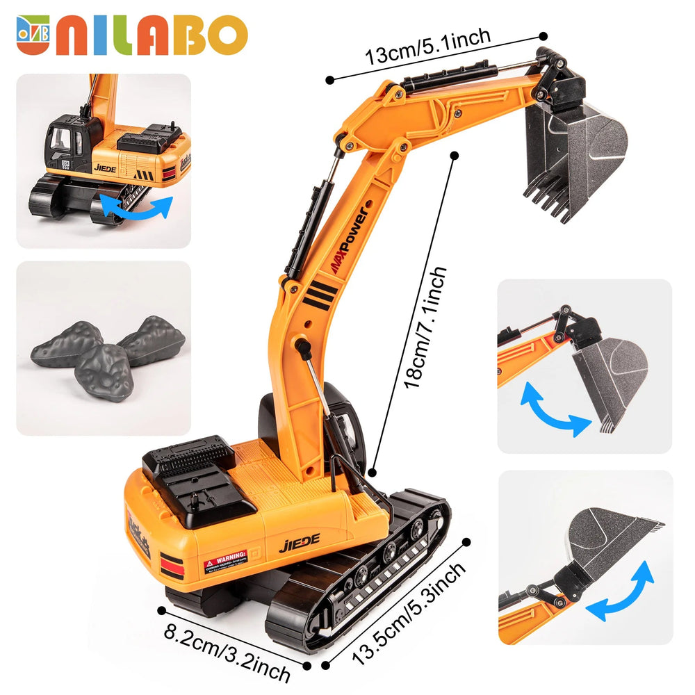 Alloy Construction Vehicles Toy Set for Ages 3-8-STEM Toys with Container Truck/Tower Crane/Excavator, Perfect Birthday Gift Good Vibrations