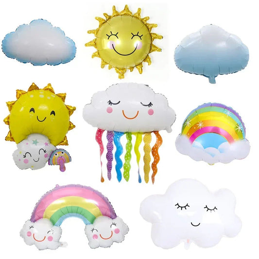 Super Cute Sun Clouds Rainbow Balloons Birthday Party Decor Kids Toys Gifts Air Globos Cartoon Large Size Helium Balloon Decor Good Vibrations