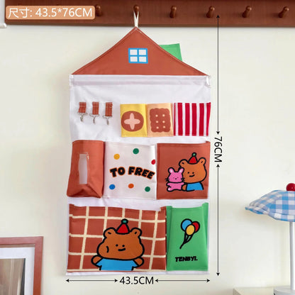 Cute Wall Storage Bags Hanging Pockets Cute Wall Mounted Storage Bag Organizer Kawaii Cartoon Sundries Office Container Pouchs Good Vibrations