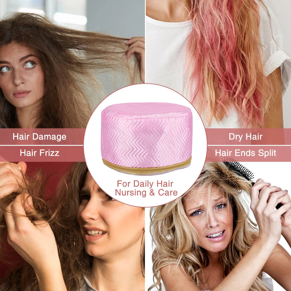 Thermal Treatment Hair Cap Heating Hair Steamer Nourishing Care Accessories Bonnets for Women Hair Dryer Home Spa Salon Styling Good Vibrations
