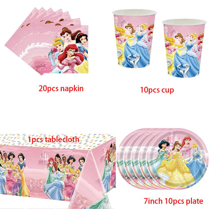 Princess Party Favor Girls' Happy Birthday Banner Princess Pinata Fillers Mask Stickers Disposable Tableware Set Decorations Good Vibrations