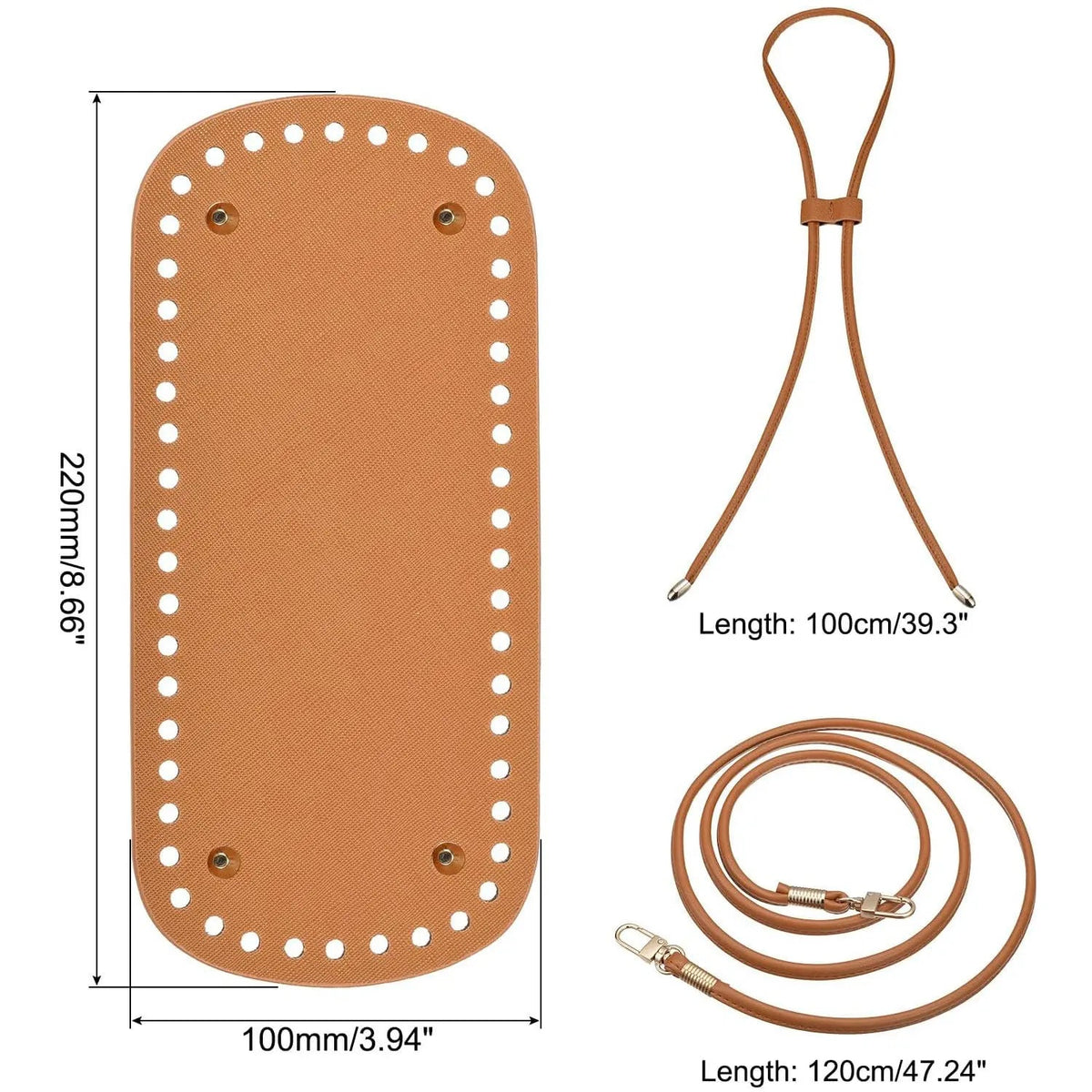 3Pcs DIY Purse Making Kit with Chain PU Leather Bucket Bag Base & Shoulder Strap Crochet Handbag Accessories ﻿ Good Vibrations