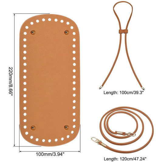 3Pcs DIY Purse Making Kit with Chain PU Leather Bucket Bag Base & Shoulder Strap Crochet Handbag Accessories ﻿ Good Vibrations