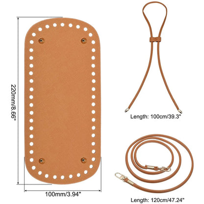 3Pcs DIY Purse Making Kit with Chain PU Leather Bucket Bag Base & Shoulder Strap Crochet Handbag Accessories ﻿ Good Vibrations