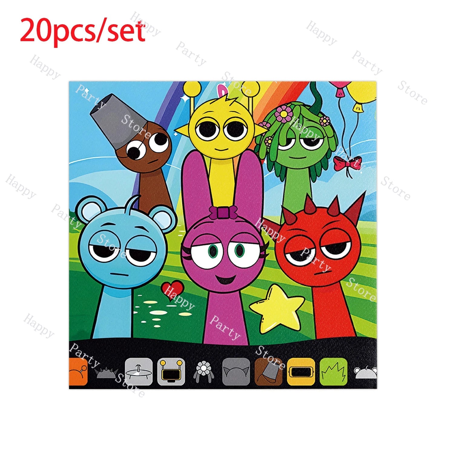 Incredibox Sprunki Birthday Party Decoration Balloon Tableware Backdrop Cake Topper Split Sales Sprunki Birthday Party Supplies Good Vibrations