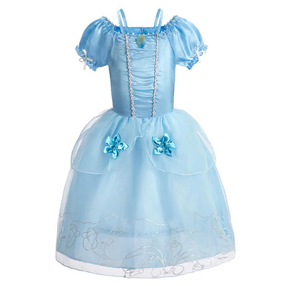 Disney Kids Princess Costume Elsa Anna Halloween Dress Girl Jasmine Moana Dinner Dress Rapunzel Mermaid Pageant Disguise 3-10Y Good Vibrations