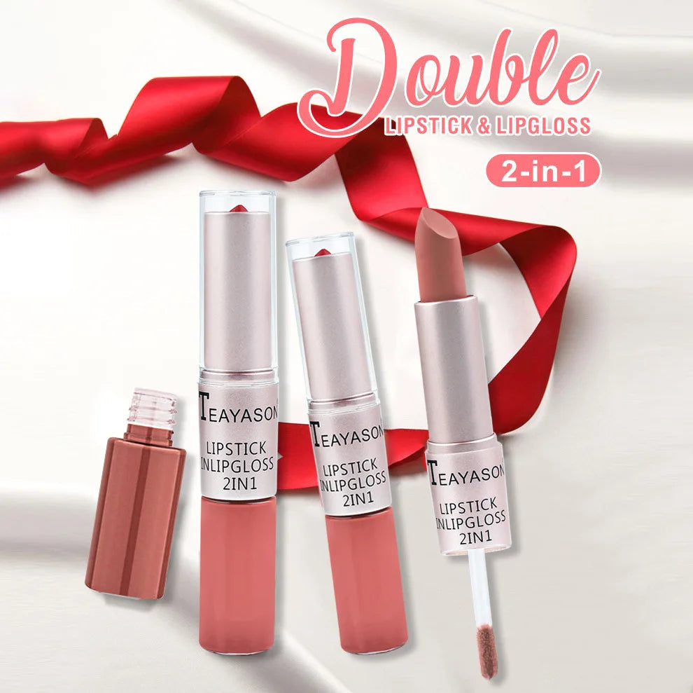 Long Lasting Velvet Matte Lipstick Double Head Lip Gloss Non-stick Cup Lip Gloss Tint Plumper Waterproof Lipstick Makeup Good Vibrations