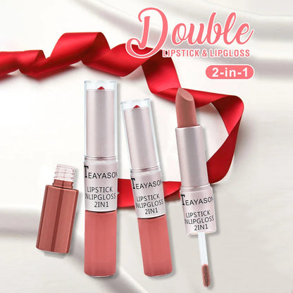 Long Lasting Velvet Matte Lipstick Double Head Lip Gloss Non-stick Cup Lip Gloss Tint Plumper Waterproof Lipstick Makeup Good Vibrations