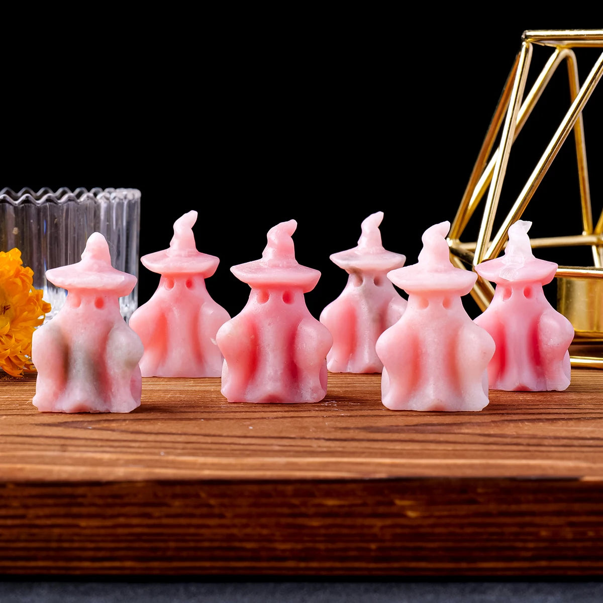 1pc Natural Crystal Pink Opal Gem Carving White Cloth Ghost Stone Crafts Halloween Statue Home Decorations Good Vibrations