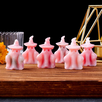 1pc Natural Crystal Pink Opal Gem Carving White Cloth Ghost Stone Crafts Halloween Statue Home Decorations Good Vibrations