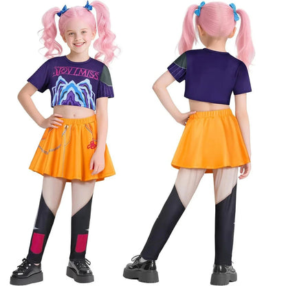 KPOP Demon Mira Huntrix Hunters Kids Clothes Girls Rumi Zoey Mira Cosplay Clothes Elegant Dress Anime Outfit Full Set Halloween Good Vibrations