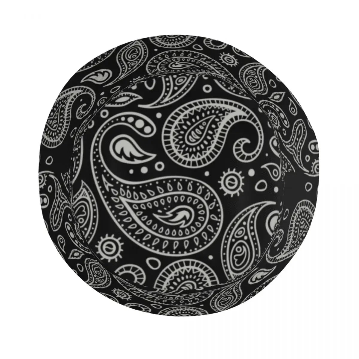 Black Paisley Pattern Bandana Print Bucket Hats Women Men Unisex Trendy Summer Fisherman's Hat Good Vibrations