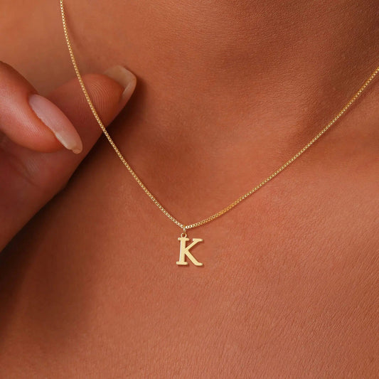 A-Z Initial Necklace 18K Gold Plated Necklace Cute Letter Stainless Steel Necklace for Women Good Vibrations