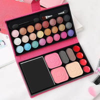 33 Colors Eye Shadow Powder Blush Lipstick Lasting Cosmetics Makeup Set with Mirror For Beginner Kids Travel Portable Palette Good Vibrations