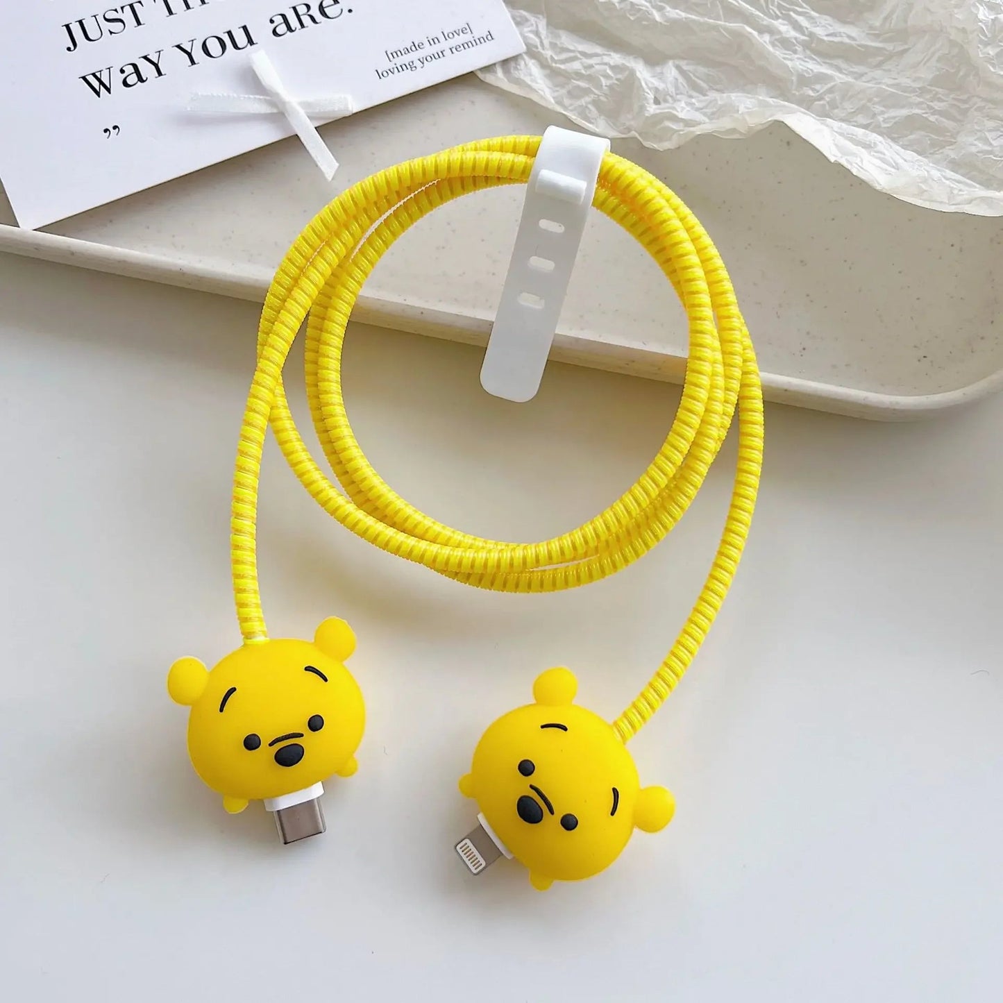 New Cartoon Charger Cable Protector for IPhone 15 14 13 12 18W 20W Charger Protection Cover Stitch Data Line Winder Protective Good Vibrations