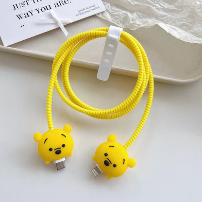 New Cartoon Charger Cable Protector for IPhone 15 14 13 12 18W 20W Charger Protection Cover Stitch Data Line Winder Protective Good Vibrations