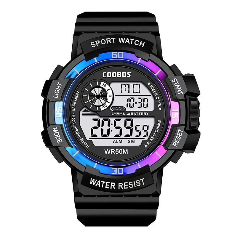Fashion Sport LED Electronic Watches For Men Luxury Waterproof Luminous Military Watch Man Multifunction Colorful Digital Clock Good Vibrations