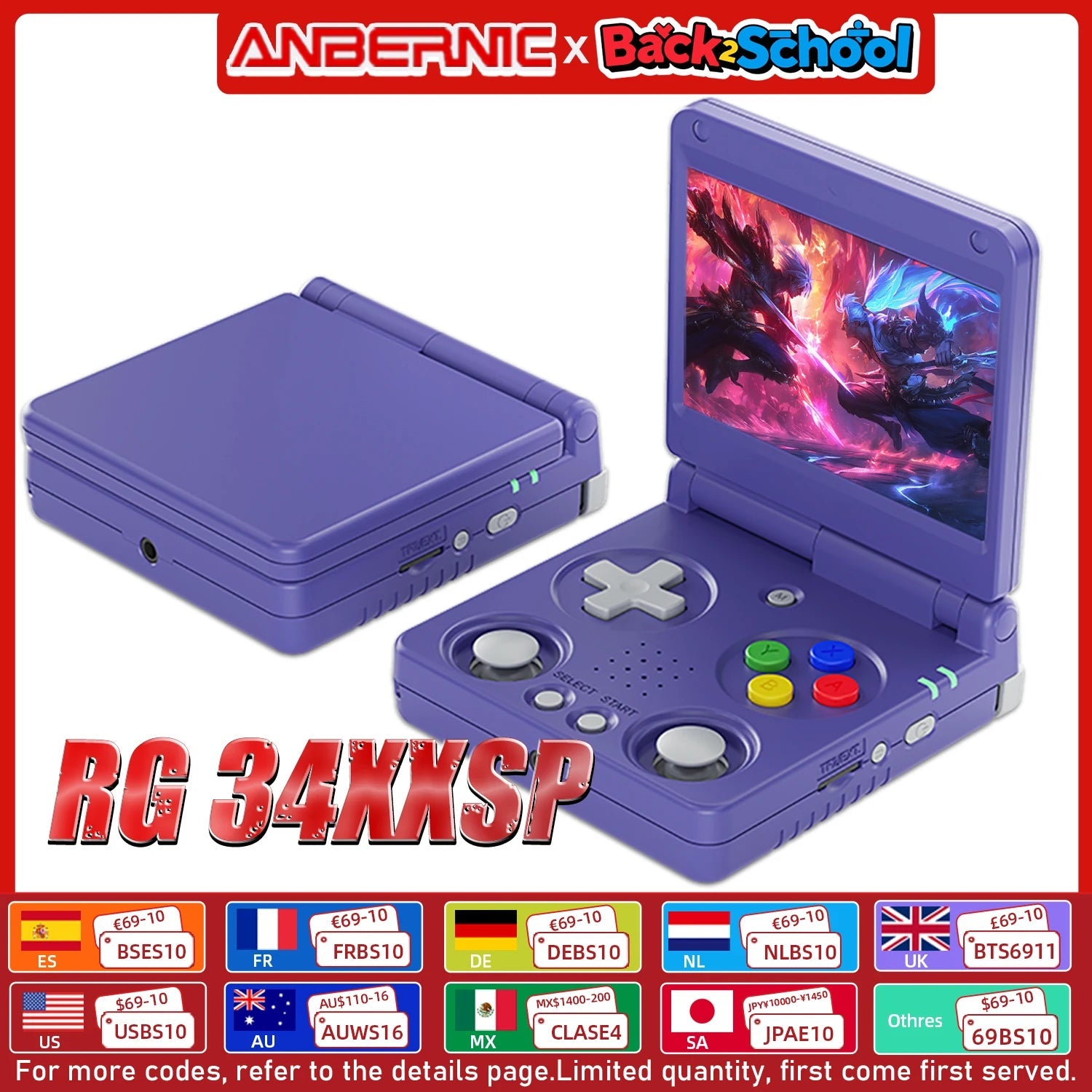 Anbernic RG34XXSP 3.4-Inch IPS Linux 64-bit Game Console H700 quad-core LPDDR4 2GB Retro Game Player HD-Connect To TV RG 34XXSP Good Vibrations