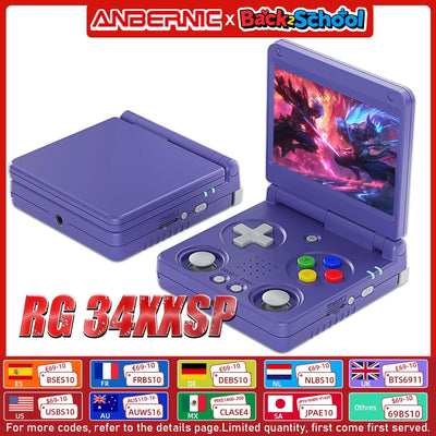 Anbernic RG34XXSP 3.4-Inch IPS Linux 64-bit Game Console H700 quad-core LPDDR4 2GB Retro Game Player HD-Connect To TV RG 34XXSP