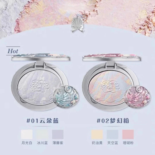 Flower Knows Shell Pearl Collection Baked Powder Mixed Color Honey Powder Clear Matte Makeup Setting Powder Natural Bronze Glow Good Vibrations