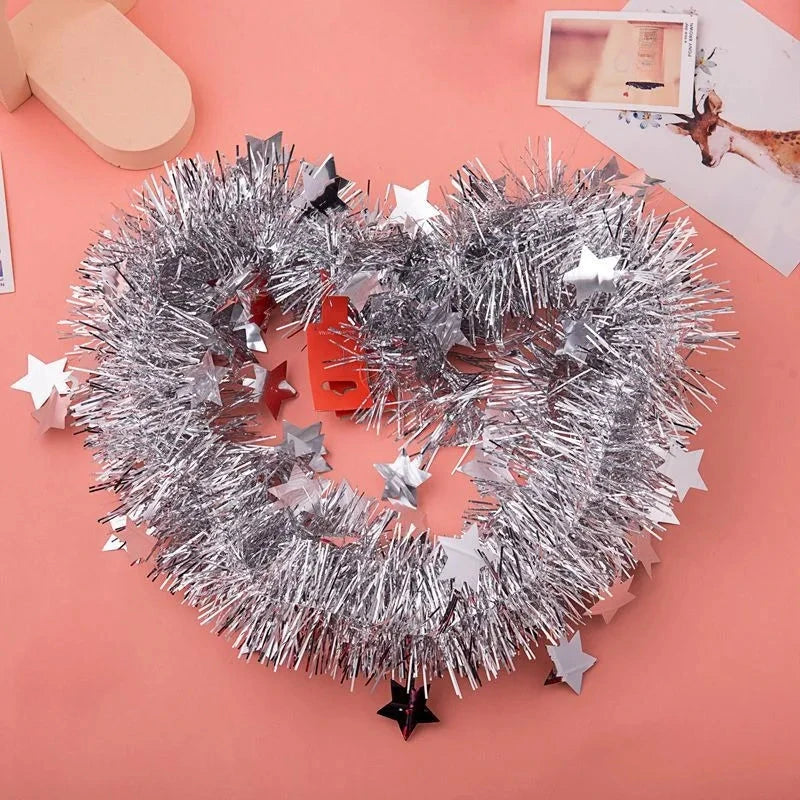 Christmas Tinsel Ribbon Garlands Christmas Trees Hanging Plastic Colorful Star Decorations Home Weddings New Year Birthday Party Good Vibrations
