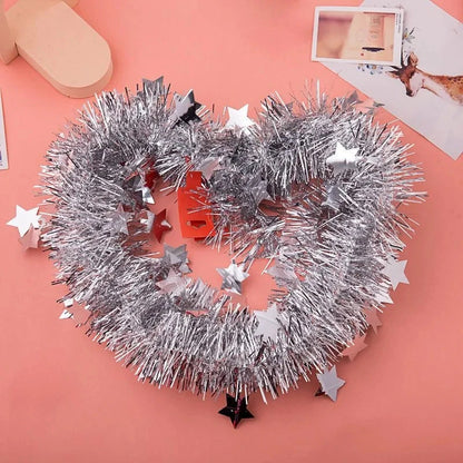 Christmas Tinsel Ribbon Garlands Christmas Trees Hanging Plastic Colorful Star Decorations Home Weddings New Year Birthday Party Good Vibrations