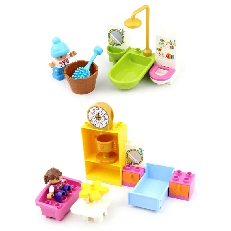 Big Building Blocks Play House Furniture Accessories Indoor Utensil Bed Compatible Large Bricks Assemble Toys Children Kids Gift Good Vibrations