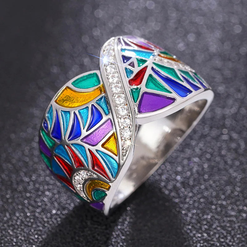 Green Leaf Enamel Handmade Oil Dropping Women's Ring Charm High Luxury Westernized  Prom Fancy Birthday Gift Fashion Jewelry Good Vibrations