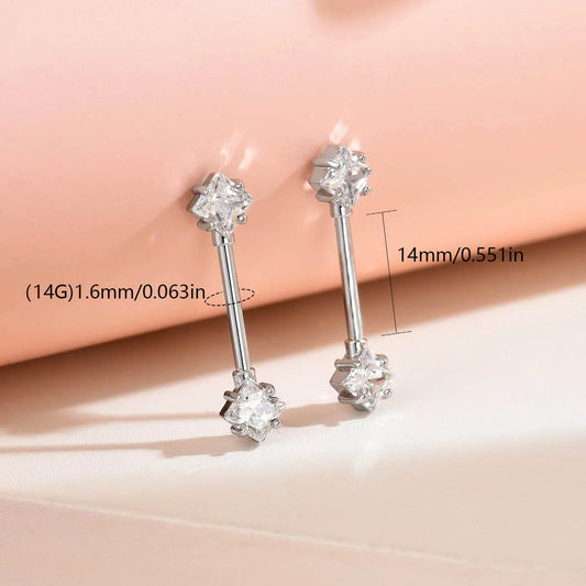 316L Stainless Steel Nipple Ring 14G Barbell Nipple Piercing Jewelry CZ Body Piercing Nipple Rings Unisex Good Vibrations