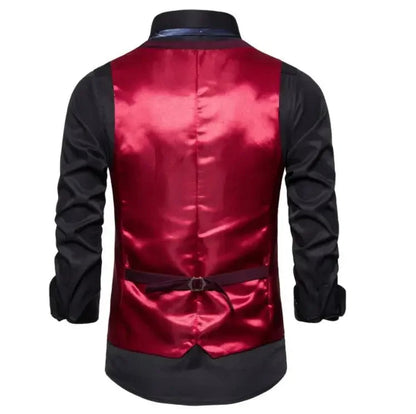 Blue Suit Vest, Men's Business Sleeveless Vests Jacket, Asian size S-6XL, Wedding Party Waistcoat, Red Purple Black Gray Good Vibrations