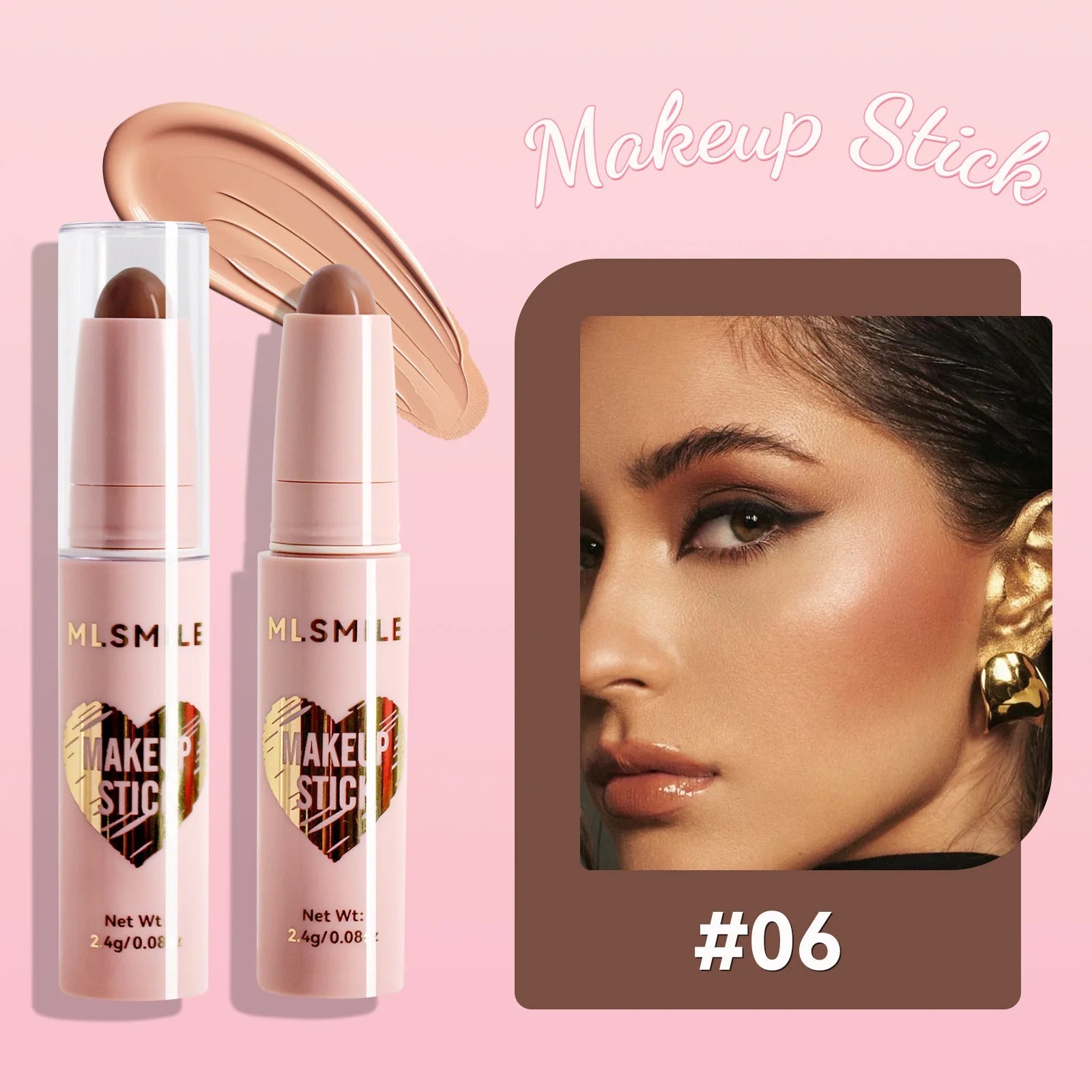 MLSMILE 8 Color High Gloss Pearl Contouring Stick Face Brightening Sleeper Silkworm Pen three-dimensional Face contour Shadow Good Vibrations