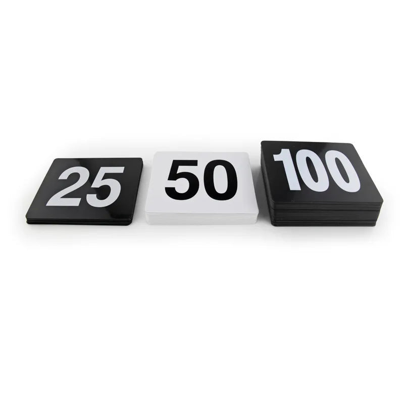 1- 100 Wedding Table Numbers Seat Cards Plastic Double White Black Table Number Signs Durable Square Restaurant Cafe Bar Utensil Good Vibrations