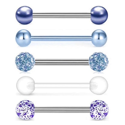 5PCS Acrylic Tongue Piercing Barbell Set Stainless Steel Glitter Tongue Rings Lot 14G Nipple Piercing Bar Bulk Piercing Langue Good Vibrations Adult Super Store