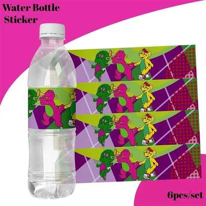 Barney Theme Birthday Party Decorations Cake Topper Birthday CUP Napkin PLATE Straw Swirls Stickers KidsParty Supplies Decor Good Vibrations