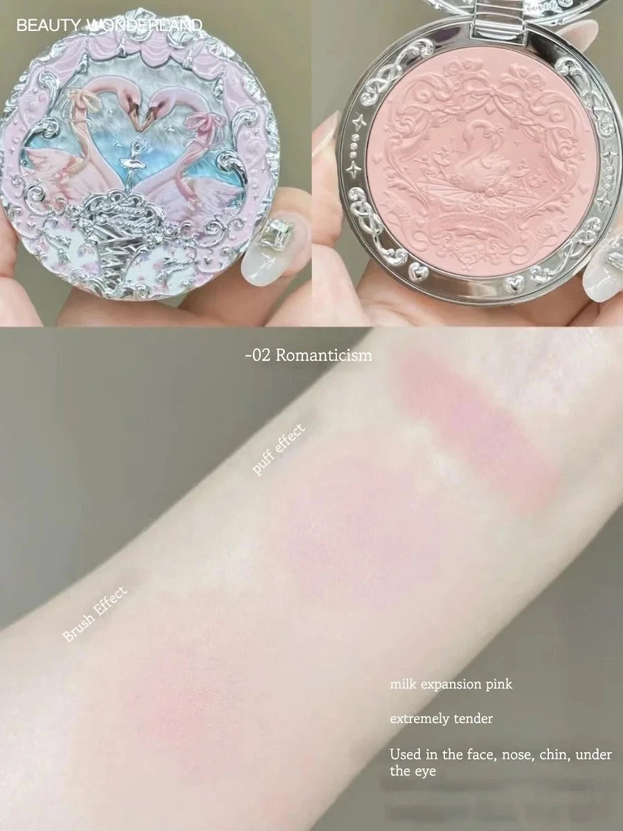 Flower Knows Swan Ballet Collection Embossed Blush Long-lasting Matte Powder Cheek Blusher Natural Brightening Cosmetic 5g Good Vibrations