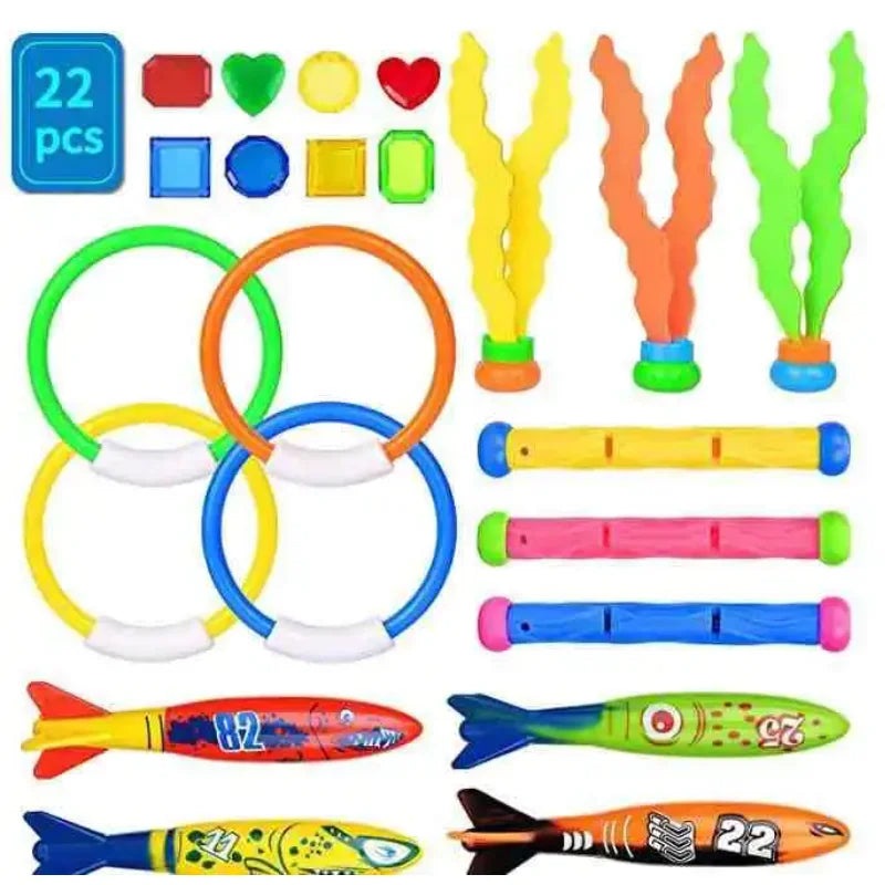 Swimming Diving Toys Children's Fish Dolphin Buoy Pool Treasure Hunt Diving Water Diamond Kids Water Game Toys Set Reusable Gift Good Vibrations