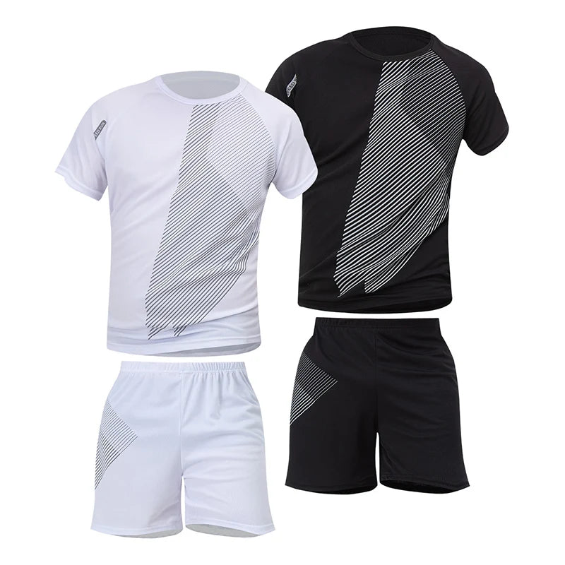 2/4/6 Pcs Plus Size Men's Quick-drying Short-sleeved Shorts Suit Men's Leisure Sports Running Fitness T-shirt Joker Shorts Teen Good Vibrations