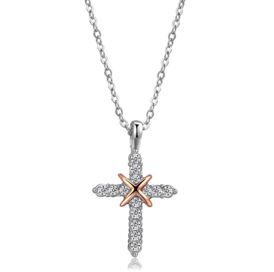 Cross Pendant Necklace For Women Iced Out Crystal Silver Plated Chain Collar Choker Necklace Christmas Jewelry Fashion N456 Good Vibrations