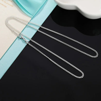 Hot 925 Sterling Silver 2MM String Chain Necklace For Women Men 16-30 Inches High Quality Popular Party Brands Jewelrys Gifts Good Vibrations