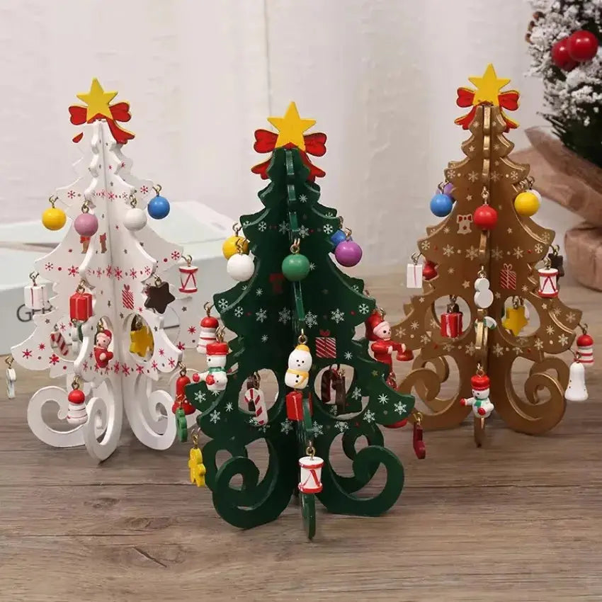 1 Pcs Decorations Creative Wooden Christmas Tree Ornament Home Desktop Party Decor New Year Kids Gifts Home Decoration Crafts Good Vibrations