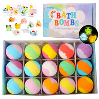 Bath Bombs for Kids with Surprise Inside, 24 Pack Natural Organic Kids Bubble Bath Fizzy for Girls Boys with Bath Toys Inside Good Vibrations