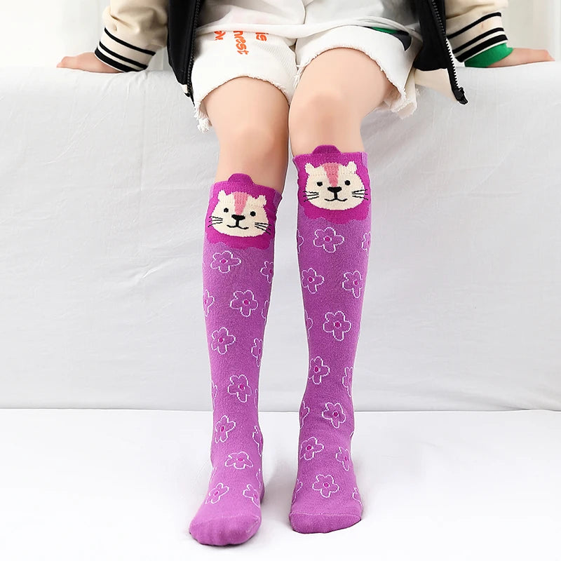 toddler child high knee Socks Three-dimensional cute Cartoon fox cat unicorn Cotton Over knee kids baby girls Sock Spring Autumn Good Vibrations