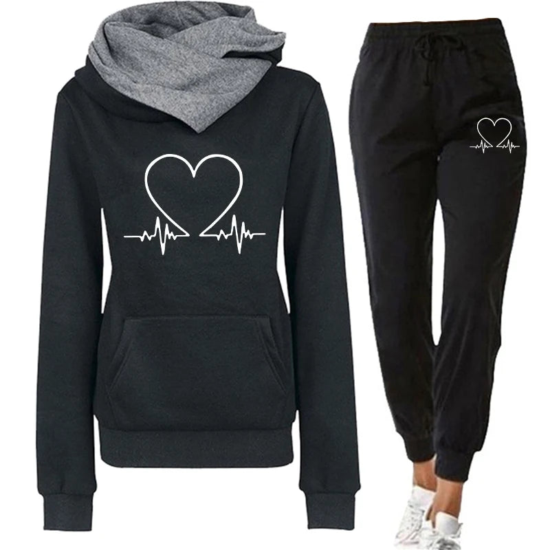 Woman Tracksuit Two Piece Set Winter Warm Hoodies+Pants Pullovers Sweatshirts Female Jogging Woman Clothing Sports Suit Outfits Good Vibrations