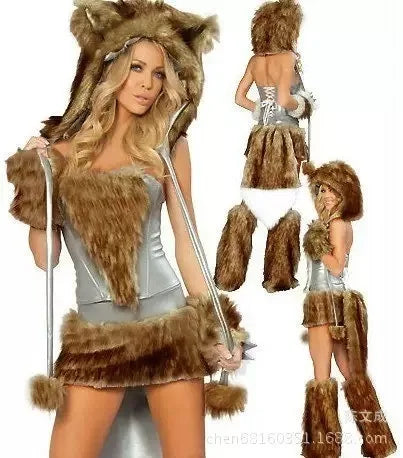 Adult Leopard Fox Cat Girl Cosplay Costume Halloween Costumes Women Fancy Party  Dress Up Deluxe Plush Monster Animal Costume Good Vibrations